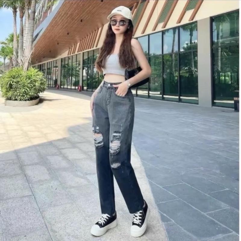 Quần baggy nữ, quần bò loang màu chất jean không co giãn tiqi.jean1988 Pants Women