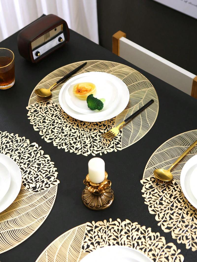 Product Introduction of 1/4/6Placemats PVC Place Mats For Kitchen Table Indoor/Outdoor Washable Heat-Resistant Placemat Wipeable Dining Table Mats For Camping, Festival, Wedding, Party 3