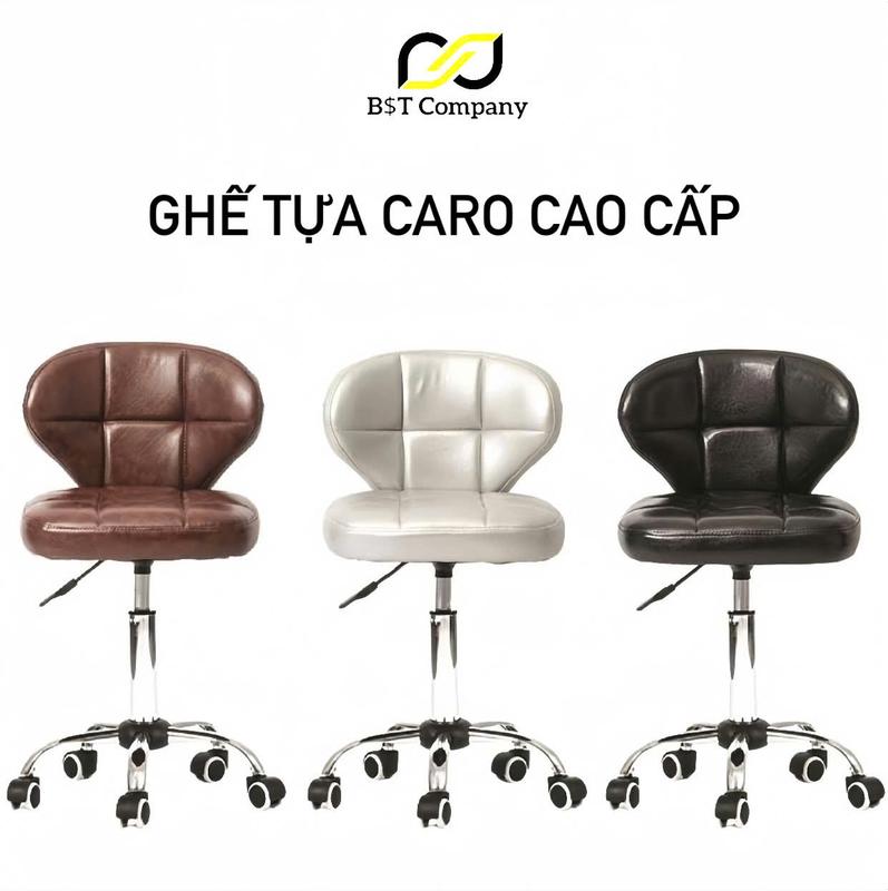  GHẾ TỰA CARO Xoay Dành Cho SPA Văn Phòng Salon Cá Nhân Có Tựa Cao Cấp ghe goi đầu ghế nối mi ghế barber ghế gội người lớn tại nhà ghế ngồi sấy tóc ghế cắt tóc nữ ghế cắt 