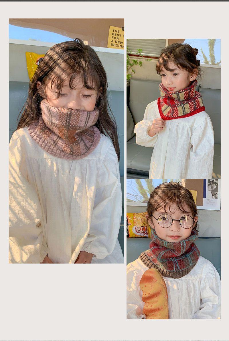 Product Introduction of Thermal Knitting Scarf Female Winter All-Matching Color Matching Plaid Neckerchief Cover Bandana Male and Female Baby Wool Bandana 10