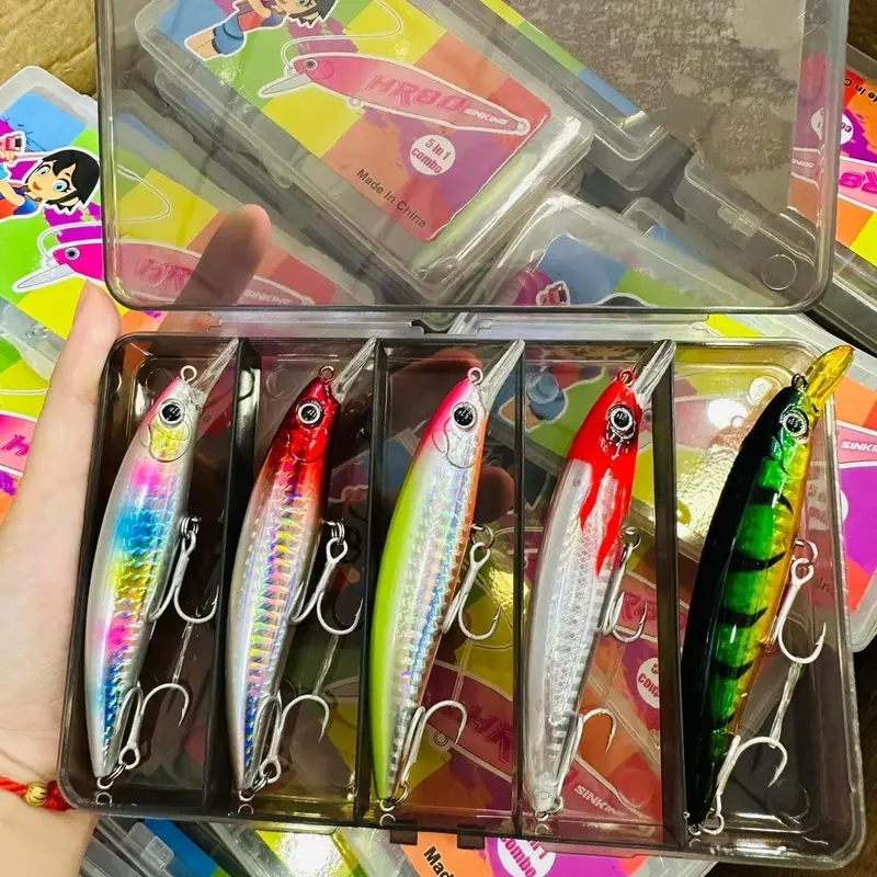 Mồi Lure HR SS98 Chuyên Câu Cá Chẽm, Măng, Chét, Nhồng Dài 98mm Nặng 14.5g Action Floating Lưỡi BKK 1 Hộp 5 Con Tặng Hộp 0