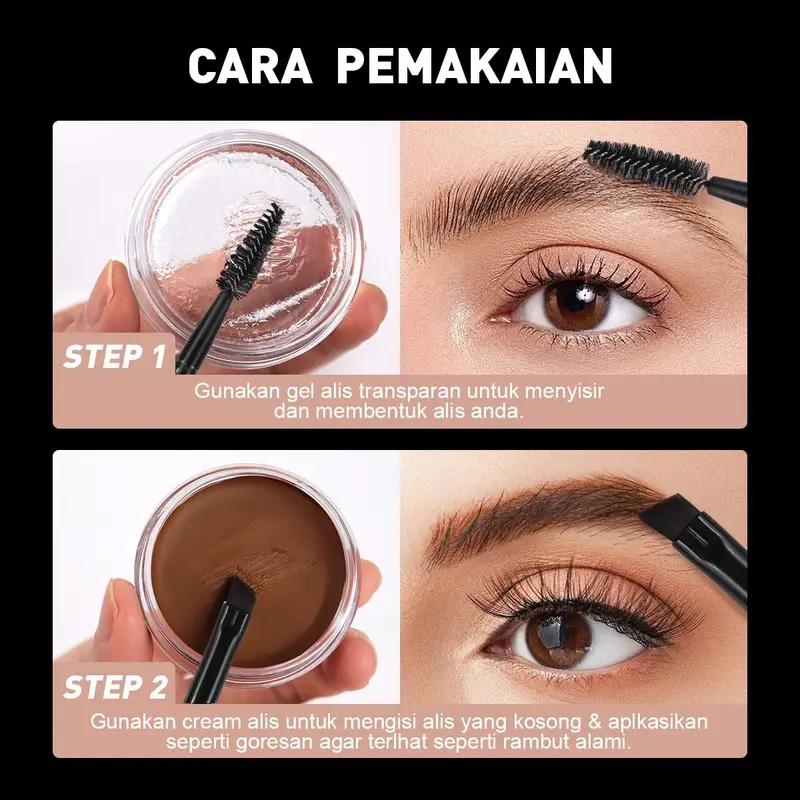 Long Lasting Eyebrow Cream with Eyebrow Brush, 1 Box Smooth Styling Eyebrow Pomade, Setting Eyebrow Wax, Eye Brow Makeup Tool for Women 4