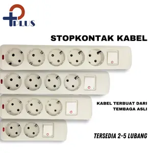 PPlus Stop Kontak colokan 2/3/4/5Lubang panjang kabel  3M 5M Kuningan SNI set kotak saklar  tembaga