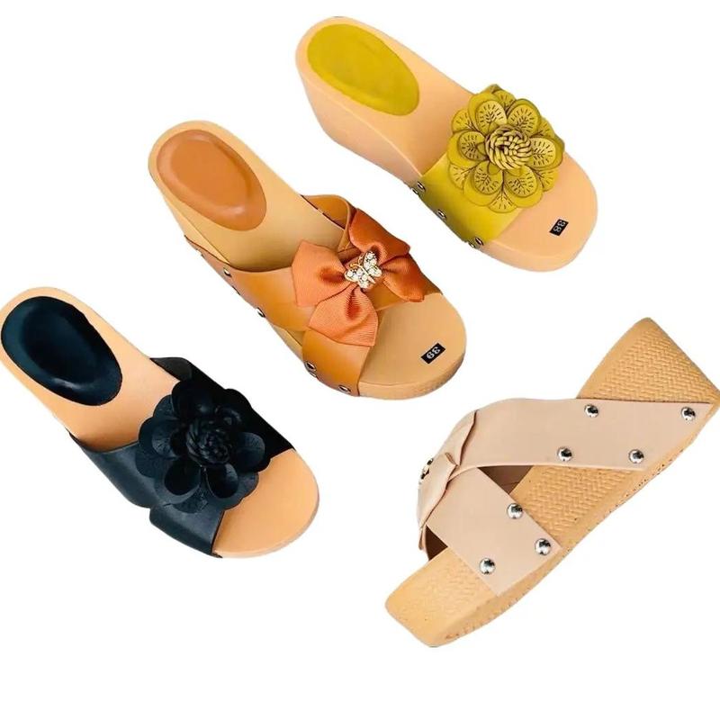 FORM NHỎ TĂNG SIZE GUỐC NỮ GẮN HOA DÉP ĐẾ XUỒNG 7P FORM NHỎ DéP Shoes