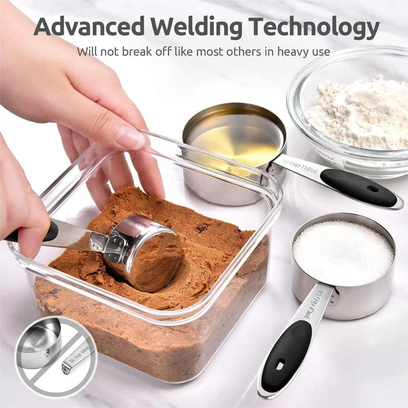 Product Introduction of Stainless Steel Measuring Cup & Spoon Set, 10pcs/set Including Spoons & Canister, Durable Kitchen Measuring Utensils for Baking & Cooking 6