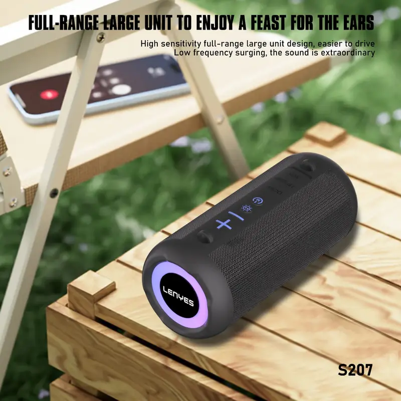 LENYES S207 LED Colorfull Lights Wireless Speaker Bluetooth 5.0 Portable Hifi Sound Quality TWS 2