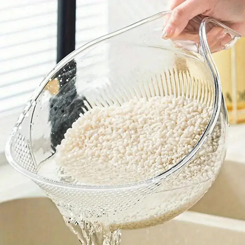 Multifunctional Rice Washing Bowl, 1 Count Rice Washing Drain Basket, Fruit & Vegetable Washing Basket, Kitchen Utensils & Gadgets
