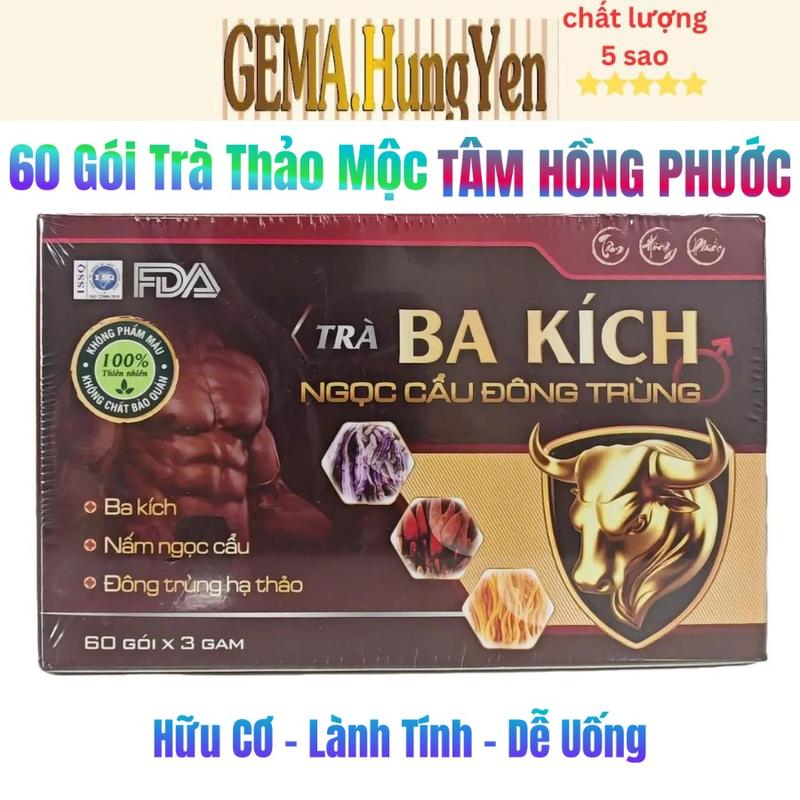  Hộp 60 Túi Trà Lọc Ba Kích Nấm Đông Trùng hạ Thảo Nấm Ngọc Cẩu thành phần tự nhiên 