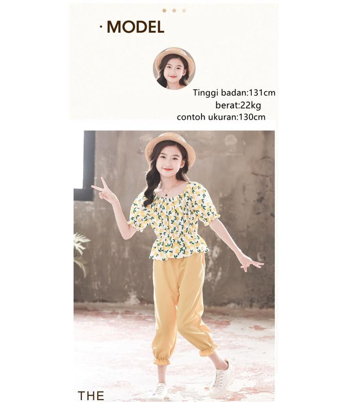 Baju setelan anak perempuan bahan:katun-pakaian anak cewek 2-13th Celana Set Fashion 3