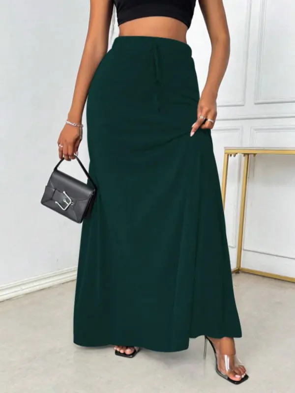 Women's Plain Tie Long Skirt, Elegant Fashion Casual High Waist Skirt for Daily Outdoor Wear, Ladies Bottoms for All Seasons 4