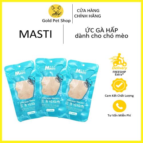 COMBO 10 GÓI - Ức gà hấp Masti cho chó mèo ăn liền 40g