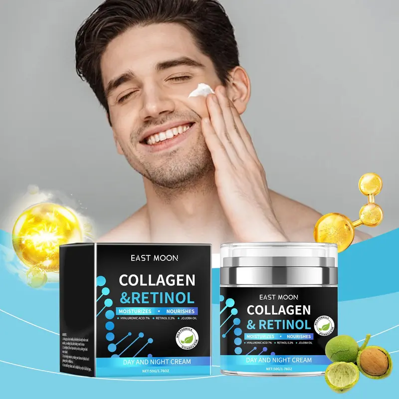 Collagen & Retinol Moisturizing Face Cream, 1 Box Deep Nourishing & Hydrating Face Cream, Face Lotion for Men, Daily Skincare Product 3