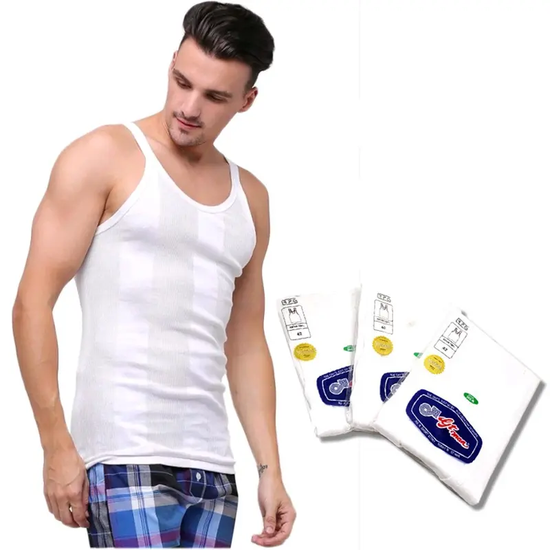 Singlet Pria GT Man Putih Isi 3pcs | Kaos Dalam Cowok Gtman Bahan Katun Motif Garis Salur 2