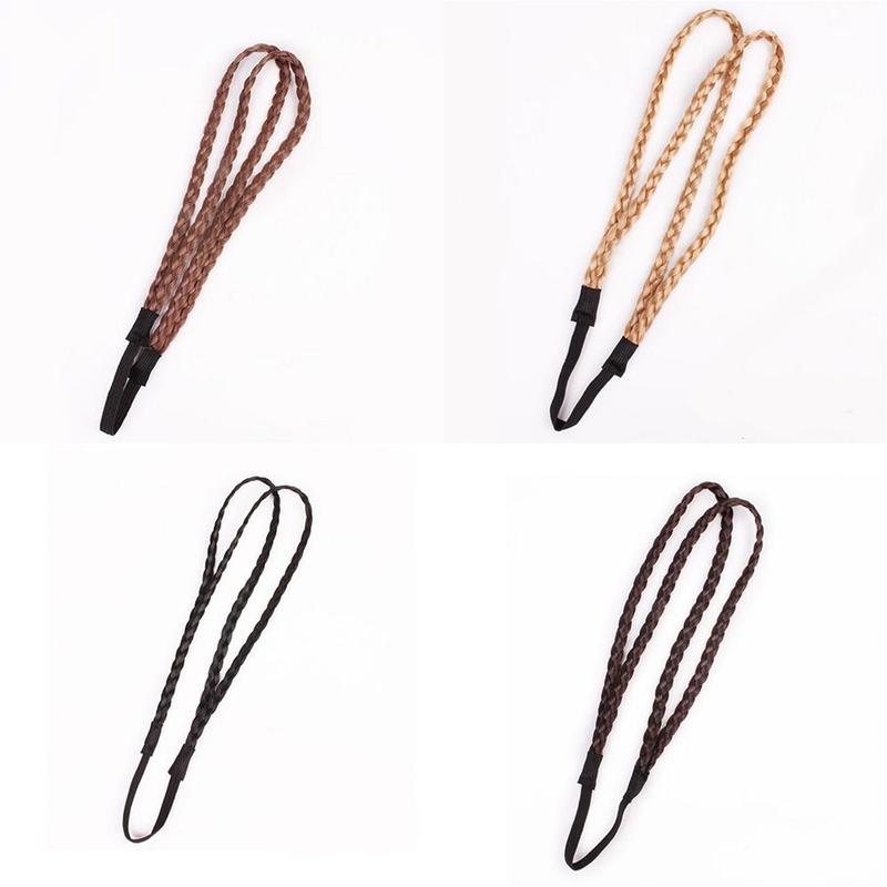Pop Elastic Twist Headband Headwear Head hoop 4 colors Double Braided Wig Headband Braided Hair Band Synthetic Wig 2