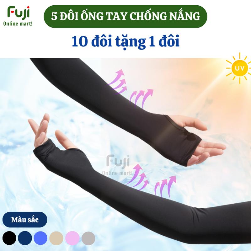 Combo 5 đôi ống tay, găng tay chống nắng: 10 đôi tặng 1 đôi: chất liệu thun siêu co giãn, siêu thoáng mát, chống nắng, chống tia UV