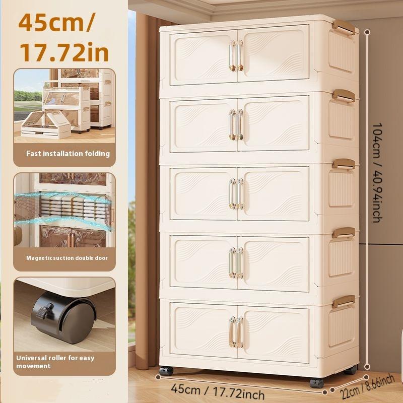Product Introduction of Foldable Storage Cabinet, Multi-layer Dustproof Storage Box with Door, Multifunctional Storage Organizer for Living Room Bedroom Kitchen, Organization 2