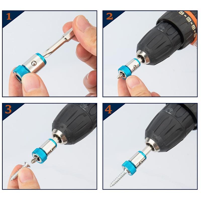 Screwdriver Head Magnetic Ring with Screwdriver Bits, Universal Magnetizer for Drill, Removable Magnetizer Ring, Magnetic Driver Hex Electric Screwdriver Bit 5
