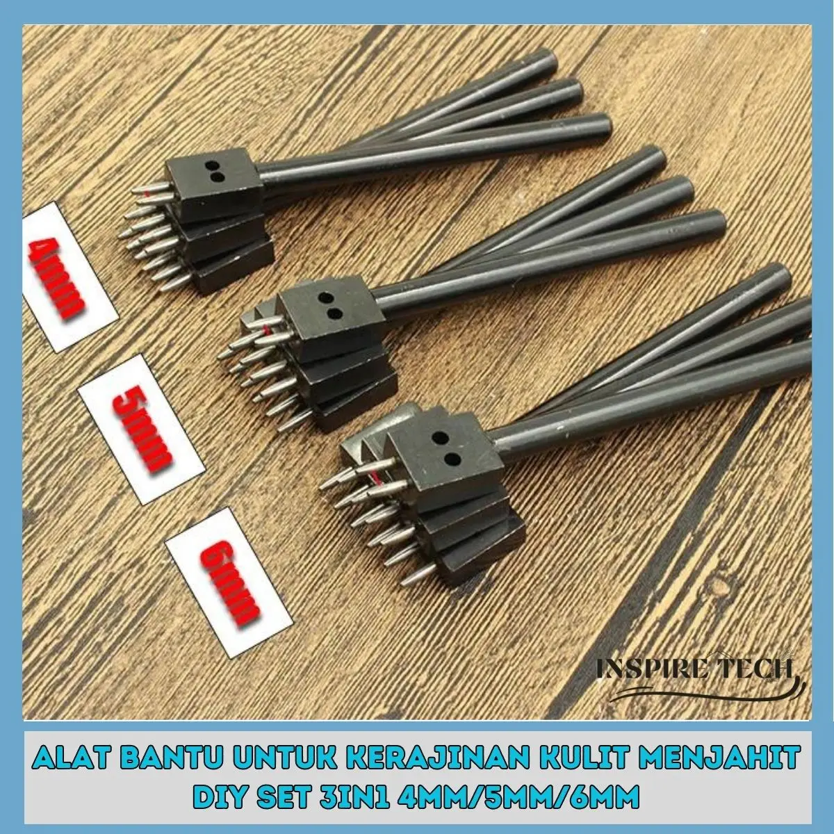 Alat Pembolong Kulit 3 in 1 Leathercraft Hole Punches Tool 4mm 5mm 6mm