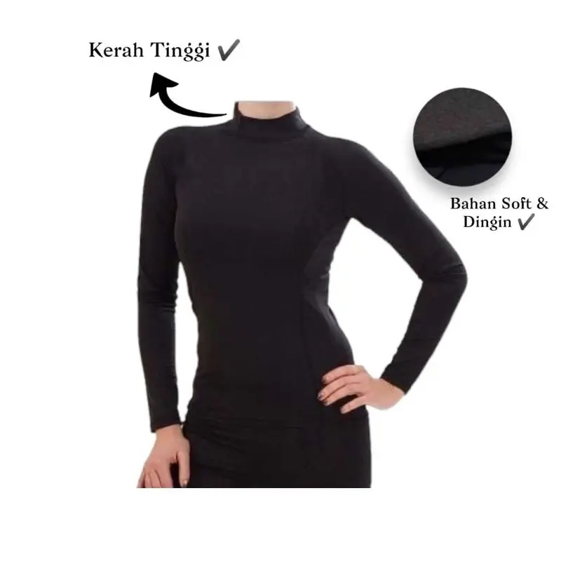 DISKON Inner Daleman Baju Panjang / Manset Kaos Leher Tinggi Std & Jumbo Bahan Kaos Rayon Premium 1