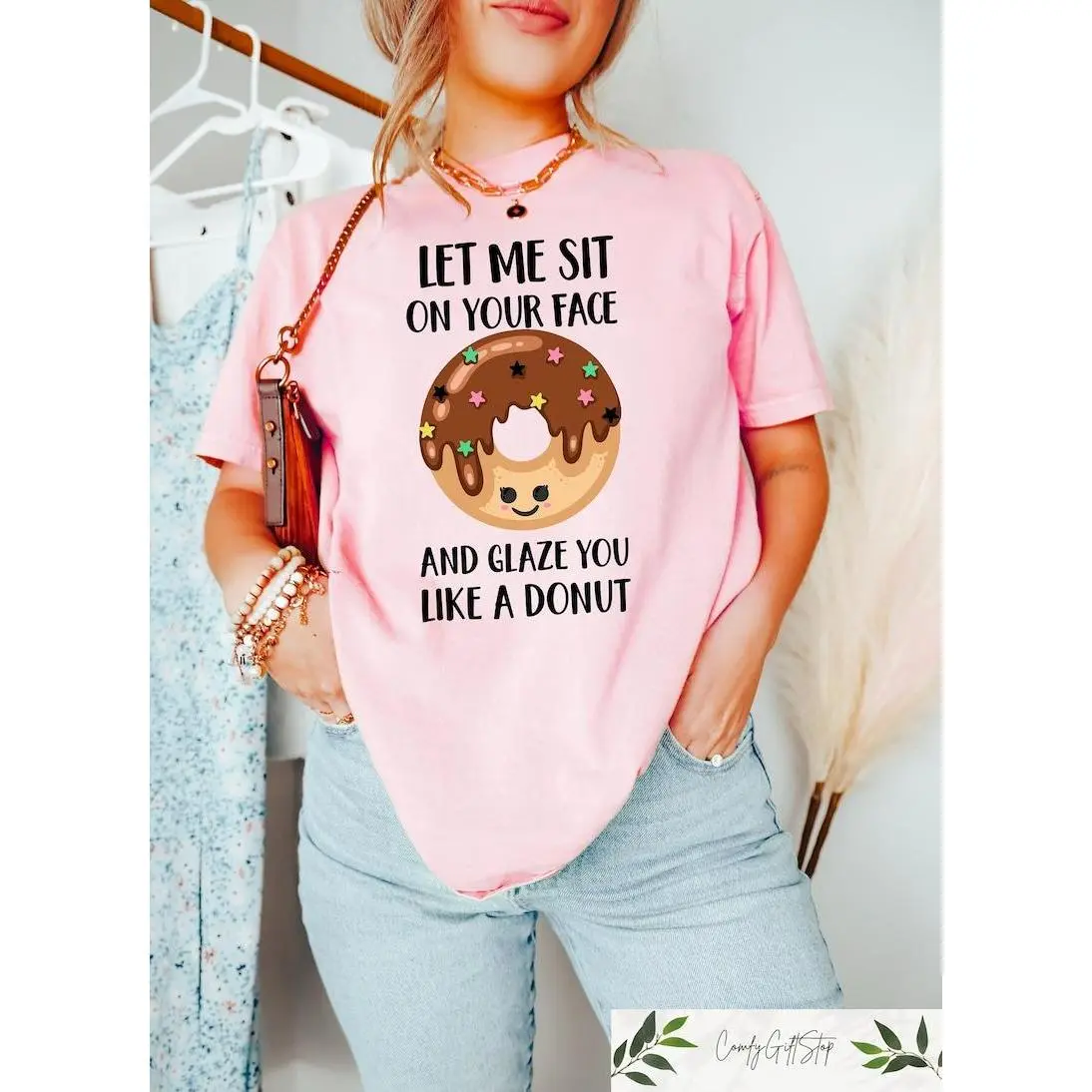 Let Me Sit On Your Face And Glaze You Like A Donut T-Shirt, Funny Rude T-Shirt, Sarcasm Quotes, Humorous Shirt, Funny Women, Novelty T-shirt Casual Cotton Fabric Fit