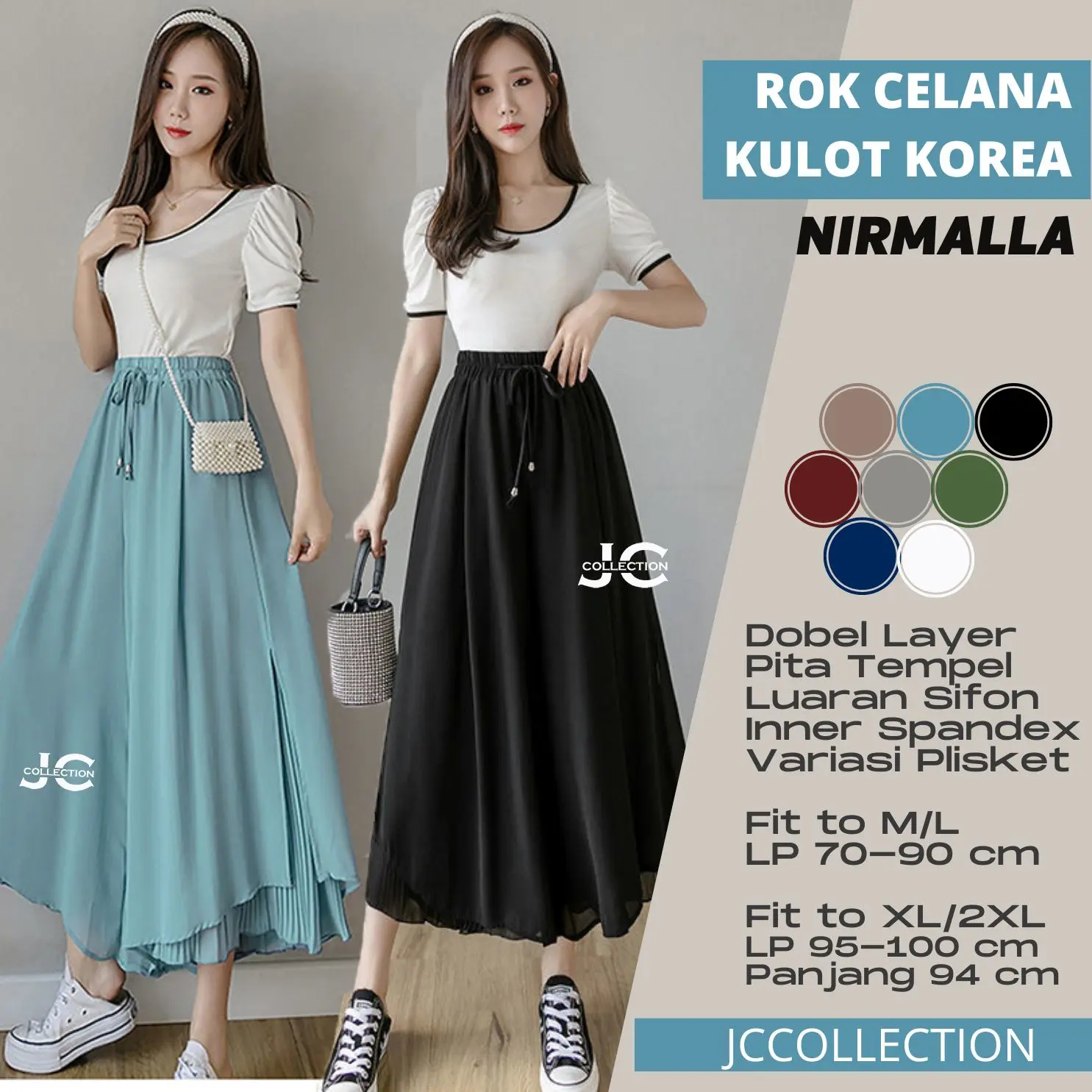 Celana Panjang Sifon Gaya Korea Nurrmalla / Stice Pants Celana Kulot Casual Wanita Casual Dewasa Shakila