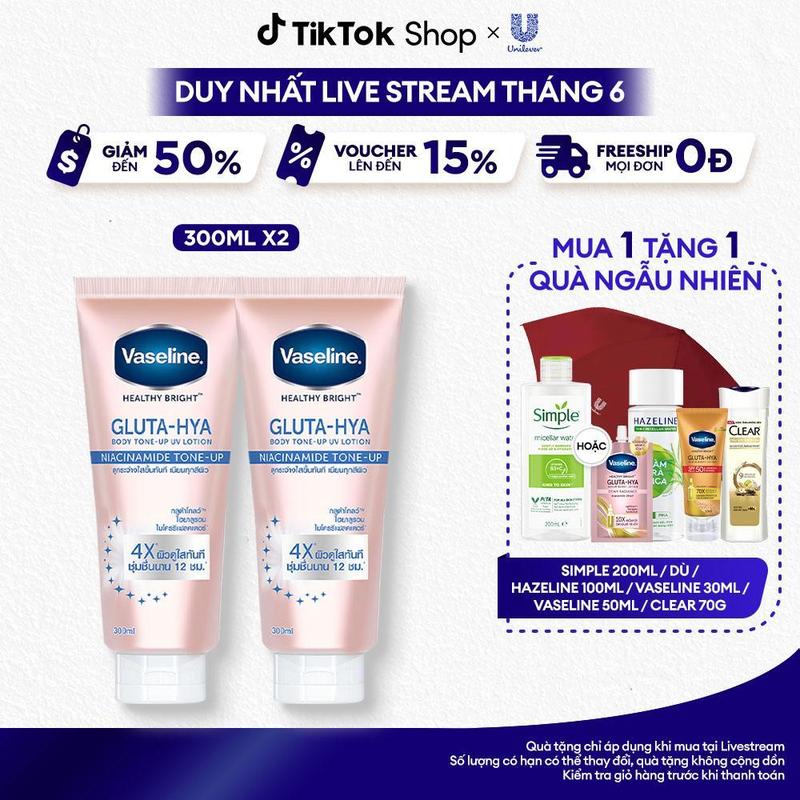 Combo 2 Vaseline Gluta-Hya Dưỡng Thể Nâng Tông Tức Thì Gấp 4x 300ML x2 [4]