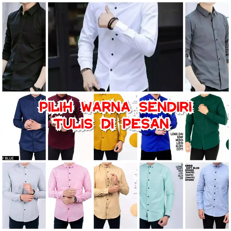 Paket usaha COD KEMEJA POLOS 4 PCS PANJANG Katun Pria Kerja Formal Hitam Slimfit Casual Putih Kantor Cowok Navy Basic 7