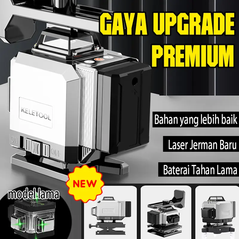 16 LINE 4D Multifungsi Laser Level 360 Rotari SELF LEVELING FULL SET Mesin Self Leveling Laser Waterpass Proyektor Perataan Diri Profesional Laser Hijau Laser Sinar Laser Level Tripod Laser Sinar UV Building and Flooring Projects Perkakas Kedap Air  Tempa 2