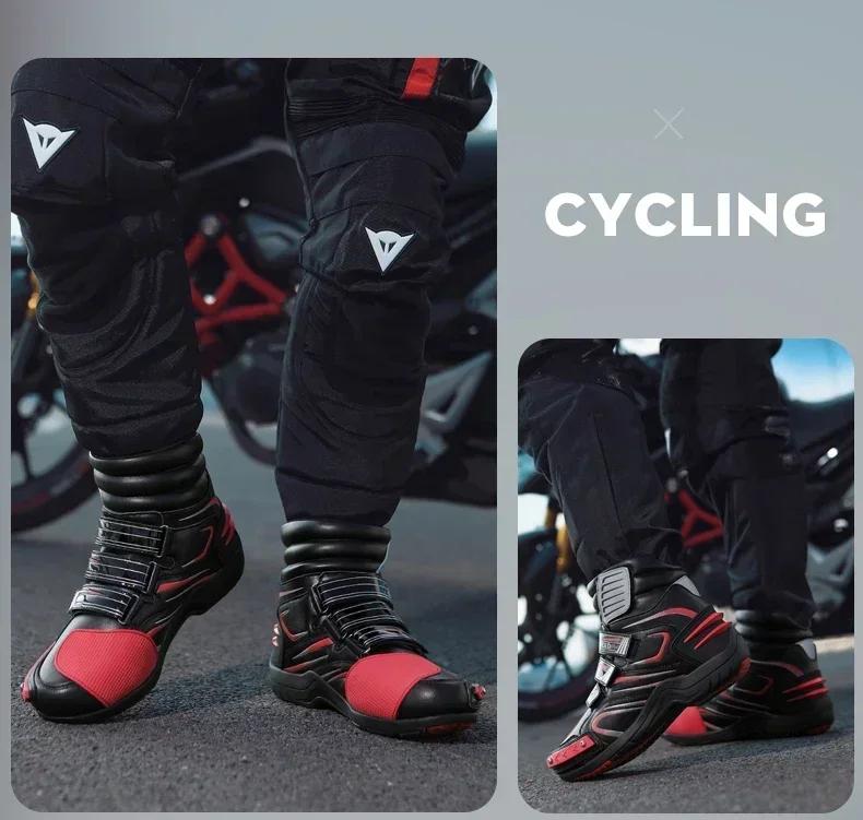 Product Introduction of 2025 Men Women Motorcycle Boots Microfiber Leather Motorbike Riding Anticollision Ankle Protective Shoes Moto Racing Short Boots 13