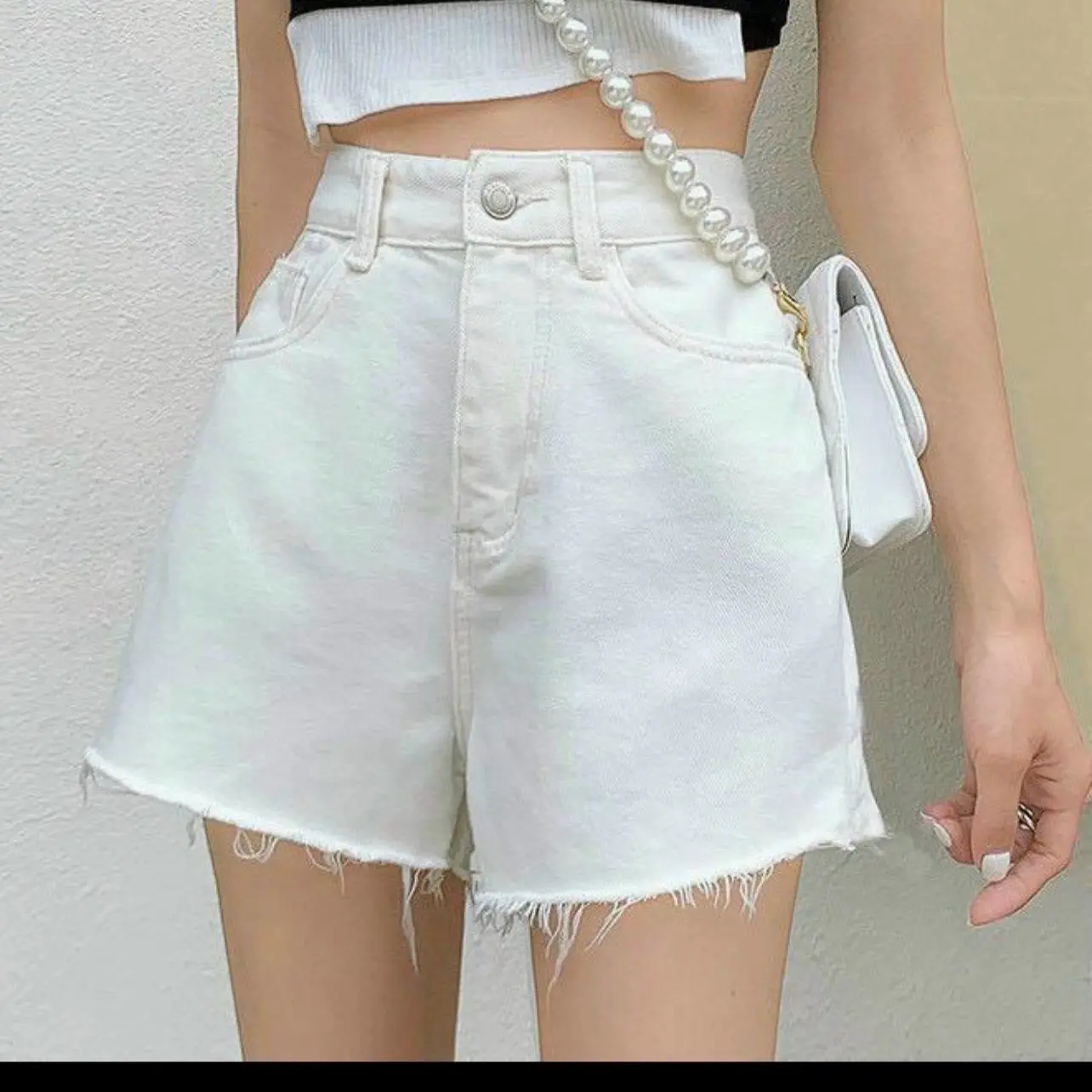 (Q004) Quần short kaki jean tua rua thời trang, quần short đùi nữ lưng cao tua rua
