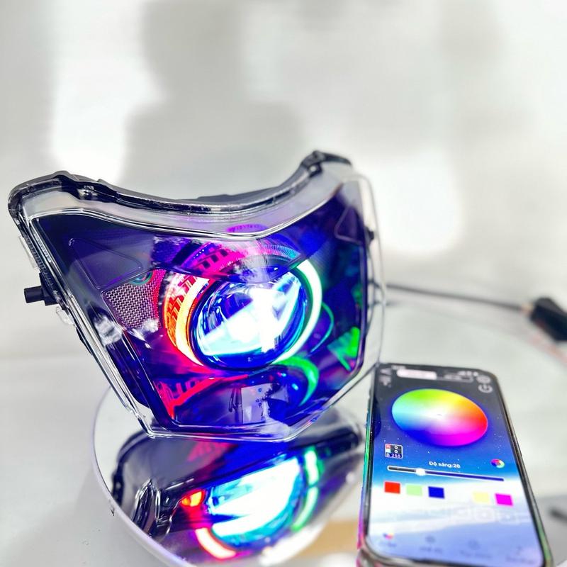 Bi Cầu Wave Độ Sẵn Bi E11+ M10v4s + F11  Mắt quỷ đổi màu + Vòng 3d Đổi Màu Công Xuất 70w Bảo Hành 12 Tháng ( Tặng Kèm Dây Nguồn Bi Cầu ) Đèn Led