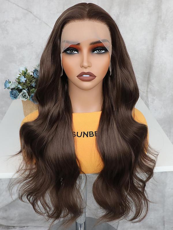 30 Inch Long Wavy Synthetic Wigs for Women, Gorgeous Fluffy Wigs without Bangs, Heat Resistant Synthetic Lace Front Wigs for Party, Daily Use 4