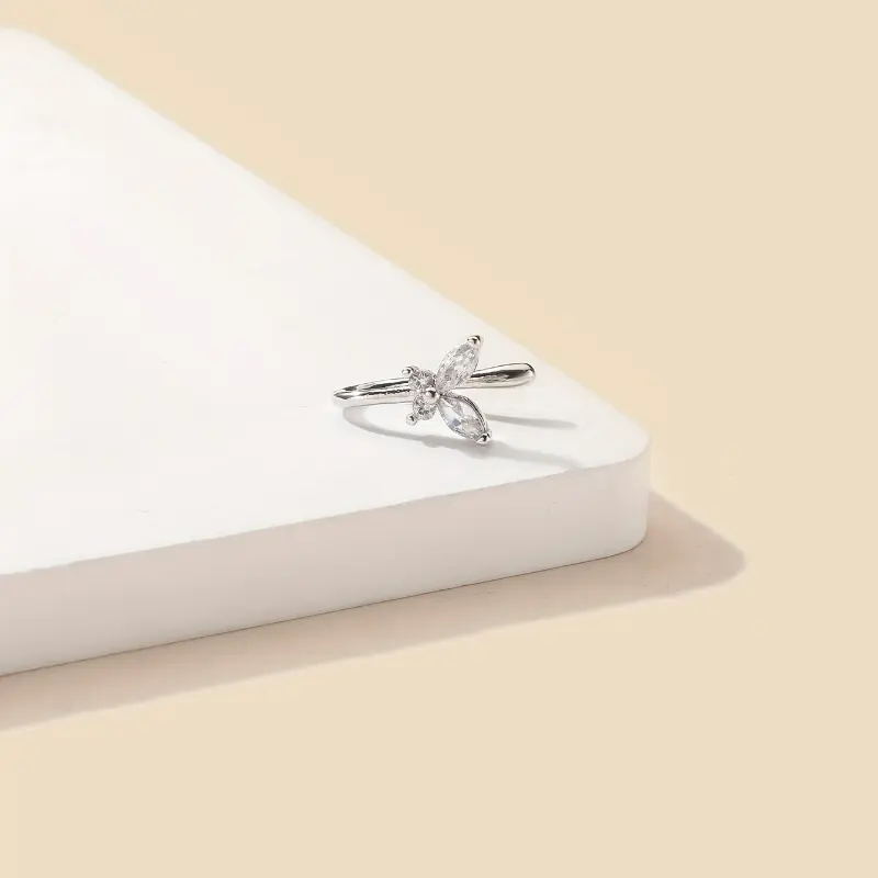 [Butterfly-shaped Copper Nose Clip] Fashionable Butterfly-shaped Copper Inlaid Synthetic Zirconia Non-piercing Nose Clip Nose Ring Nose Stud 8