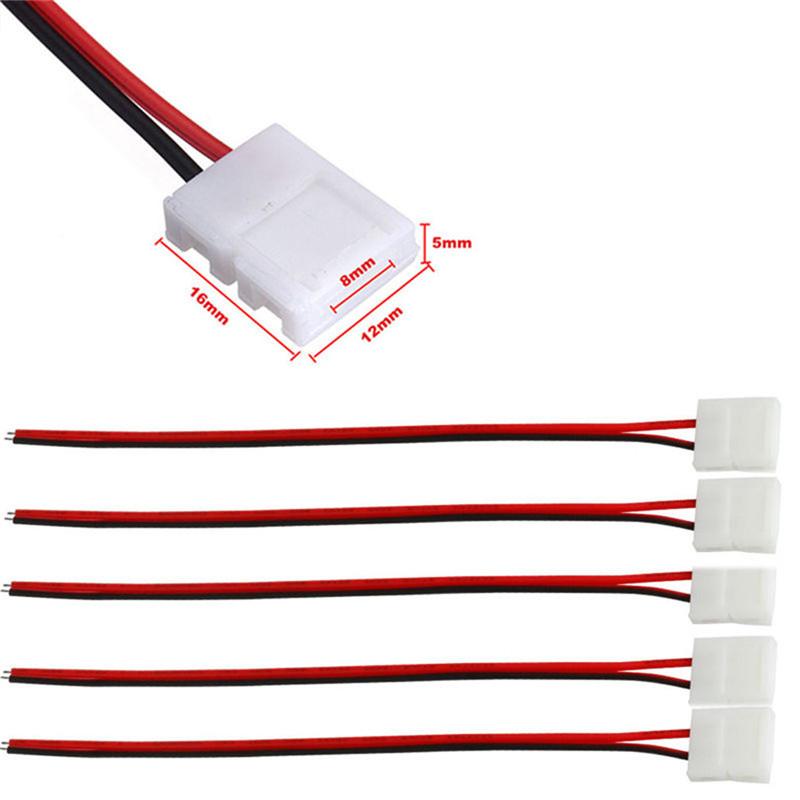 10/20pcs lot No Soldering 2 Pin Led Strip Connectors 8 MM 10 MM Power Wire Connector for 2835/5050 Led Strip Wire PCB Ribbon 7