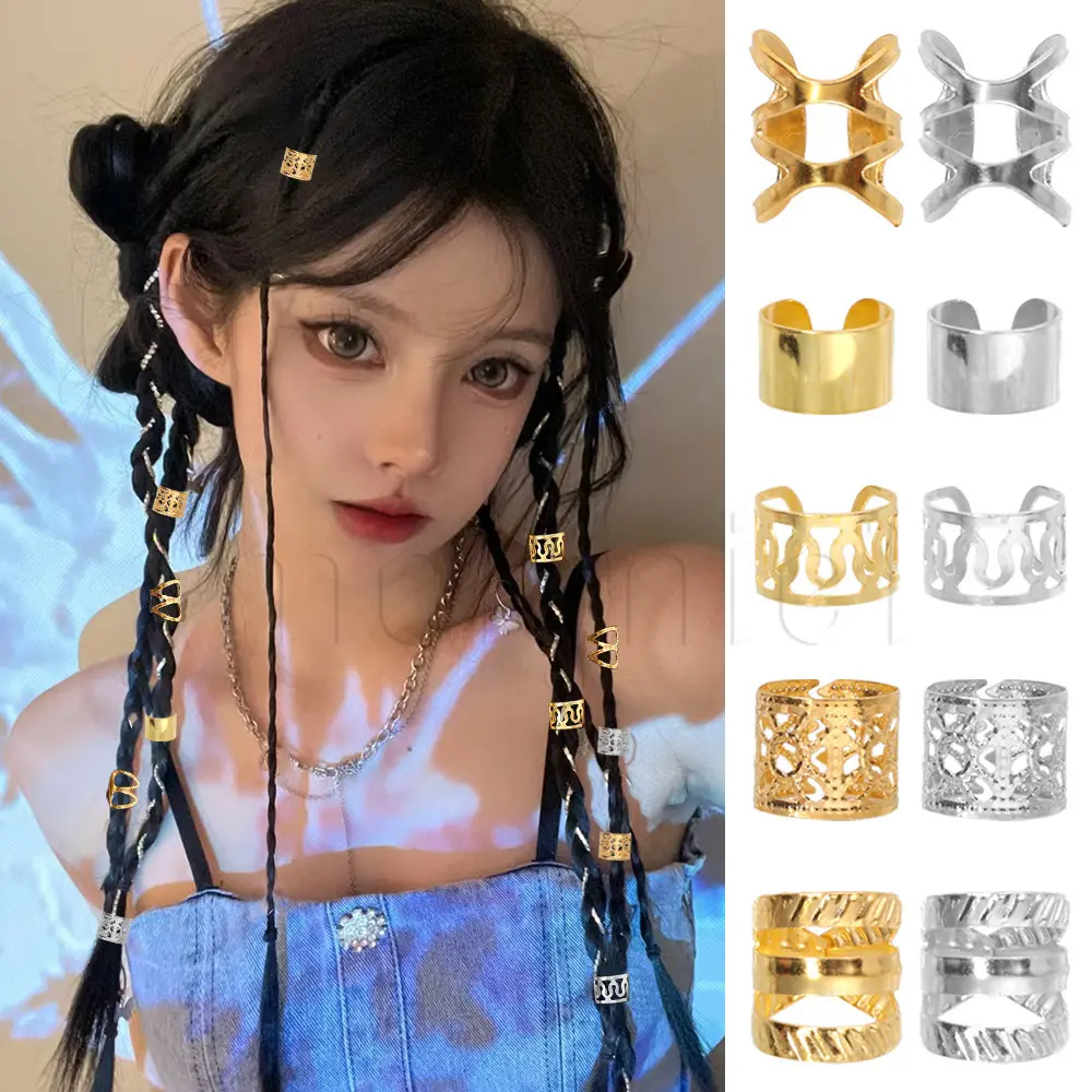 Vòng Còng Tóc, Hợp Kim Màu Bạc Và Vàng Bện, Kẹp Dreadlock Hạt Có Thể Điều Chỉnh Bộ 40 Mảnh, Phong Cách Hip-Hop Ngọt Ngào Và Ngầu Nhẫn Tóc Nhiều Kiểu Dành Cho Phụ Kiện Dreadlock Phổ Biến
