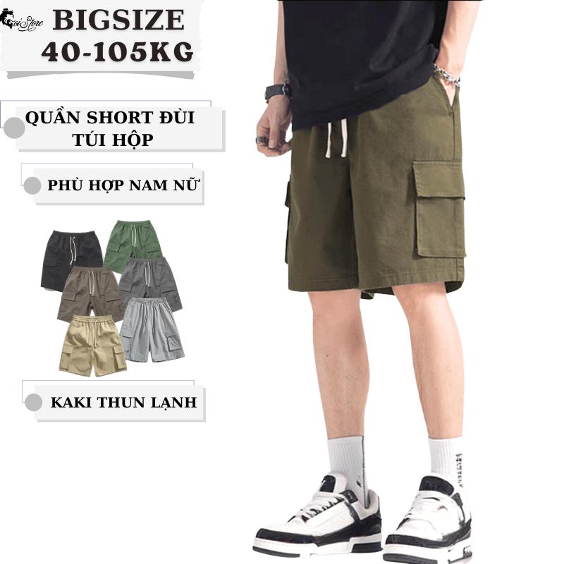 Bigsize 40-105KG Quần Short Kaki Túi Hộp Nam Nữ Sói Store Basic Thời Trang Thun Menswear Có Túi