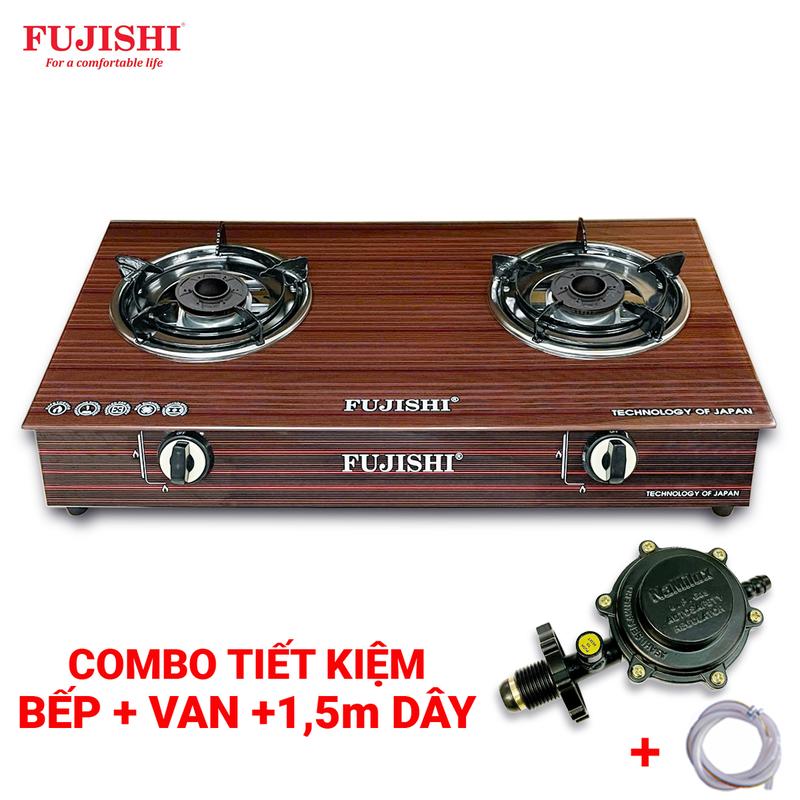 [ COMBO TIẾT KIỆM : BẾP + VAN GAS + 1,5M DÂY ] - Bếp gas FUJISHI FJ-H79N - CÓ KIỀNG CHẮN GIÓ - KÍNH CƯỜNG LỰC- Mâm chia lửa LỚN - Lửa xanh tiết kiệm gas