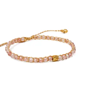 Strawberry Quartz Bracelet  Batu Semi Mulia  Semi Precious Stonestali warna gold || Bracelet for Women Aesthetic Samapura