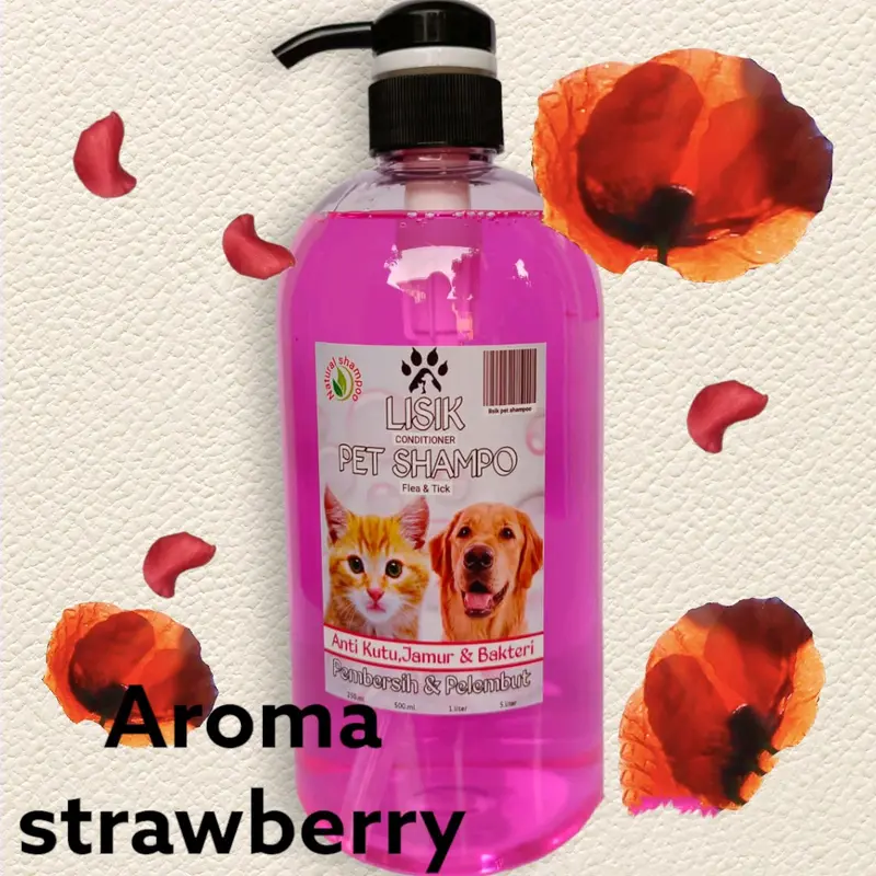 SHAMPOO ANJING/KUCING ANTI KUTU & JAMUR 1L PUMP shampo rontok dan bulu lebat 4