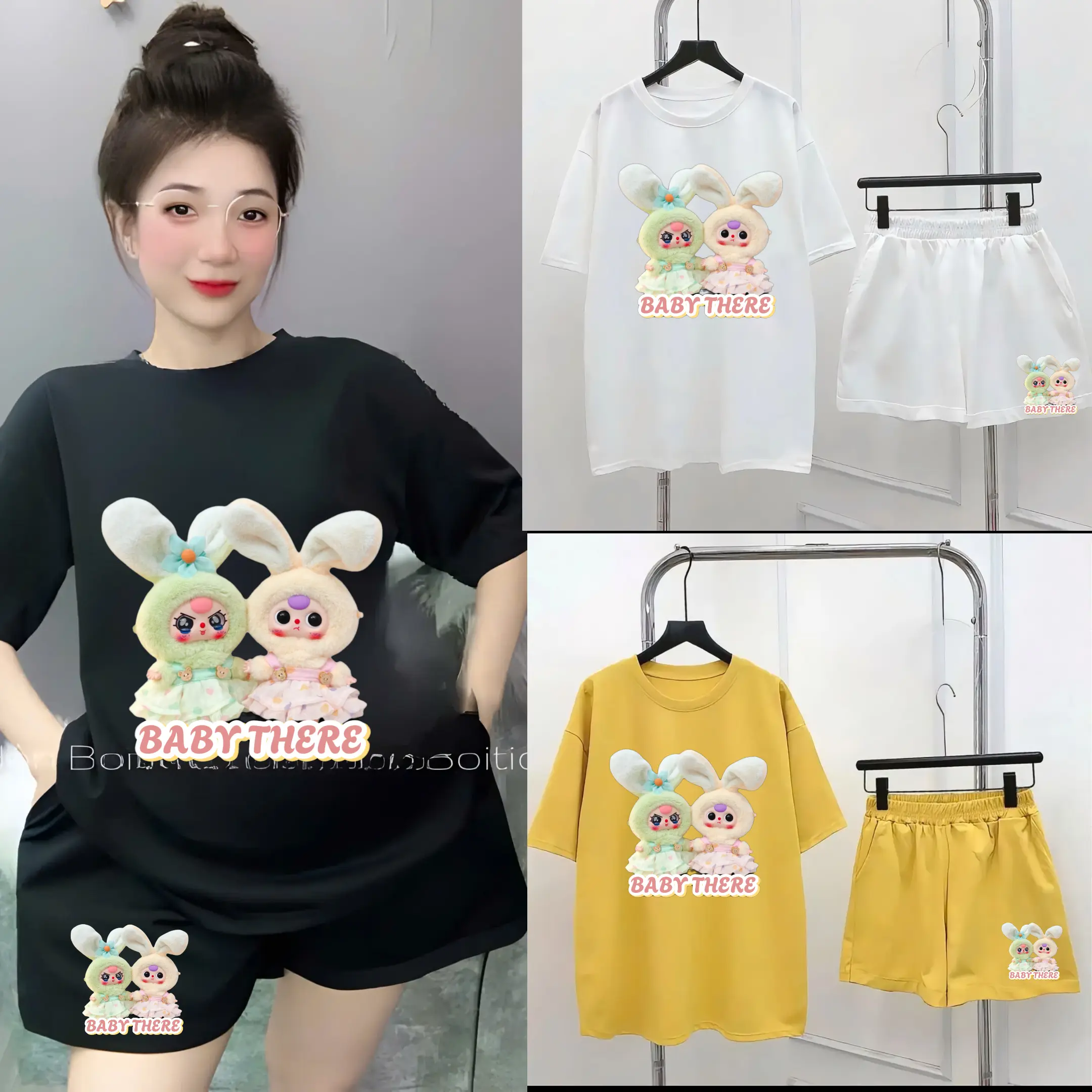 Sét Bộ Đùi Nữ + Quần in hình 5Đ bayby.there chất liêu cotong Su co dãn 4 chiều