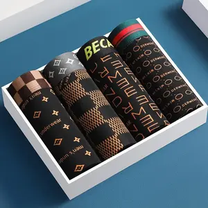 PAKET 4 PCS Celana Dalam Pria Boxer Motif corak Because Poliester Spandek CDP108 Sholadia