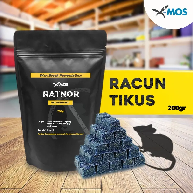 X-MOS Ratnor Umpan racun tikus mati kering 30 gr tanpa bau 1