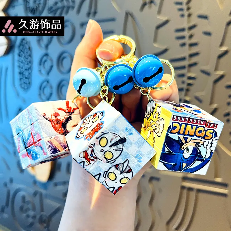 Mặt Dây Chuyền Khối Rubik, Thiết Kế Hoạt Hình Dễ Thương, Thứ Ba Và Mini, Có Siêu Nhân, Người Nhện Và Nhân Vật Hoạt Hình Khác, Thích Hợp Cho Học Sinh, Mặt Dây Chuyền Xe Hơi Hoặc Cặp Sách, Móc Chìa Khóa