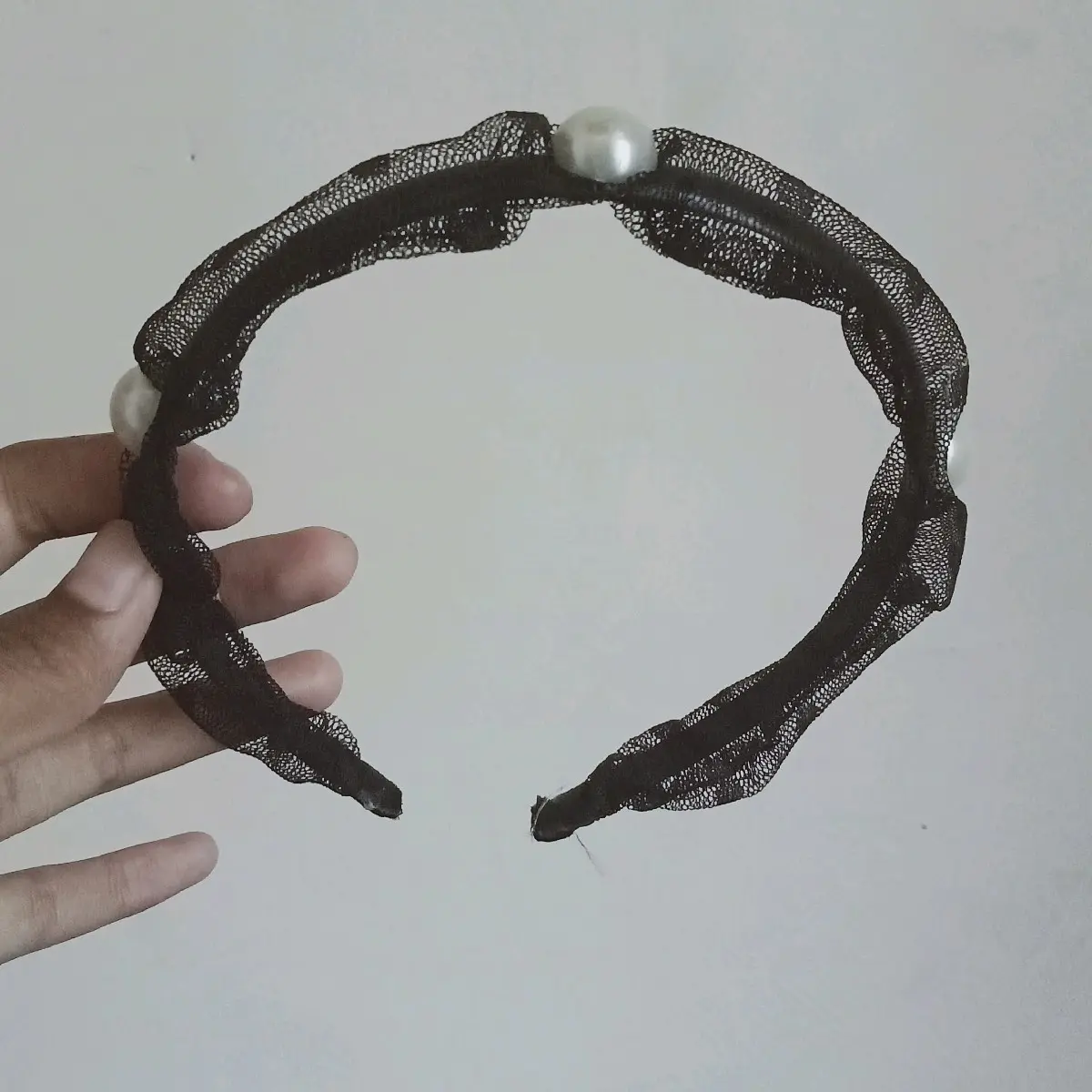 1 pcs acsesoris perempuan bandana rambut motif tulle dot variasi mutiara Plastik Plastik Plastik Headbands Hitam