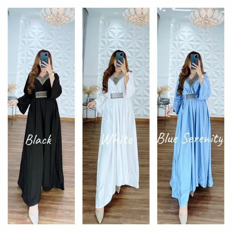 KAFTAN TSAMIRA SUPER JUMBO BUSUI (FREE BELT/BANDANA) RAYON DIAMOND PREMIUM | GAMIS TSAMYRA DST KEKINIAN Muslim Tebal Wanita Dress Lebaran Bordir Nyaman