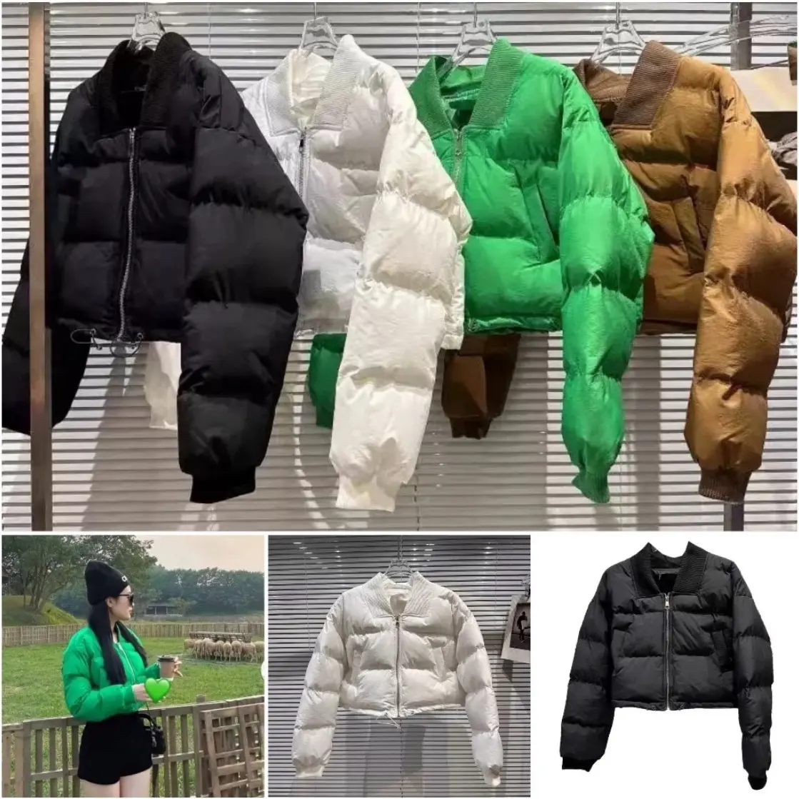 ￼Áo phao nữ croptop dáng bomber , hàng 2 lớp, áo khoác thu đông hót