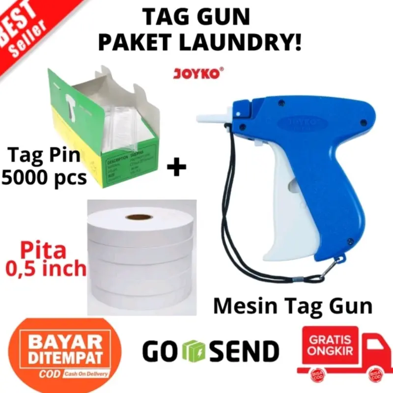 Tag Gun Laundry Joyko Pita Komplit + Tag Pin & Pita Laundry 0,5 Inch dan 1 Inch 3