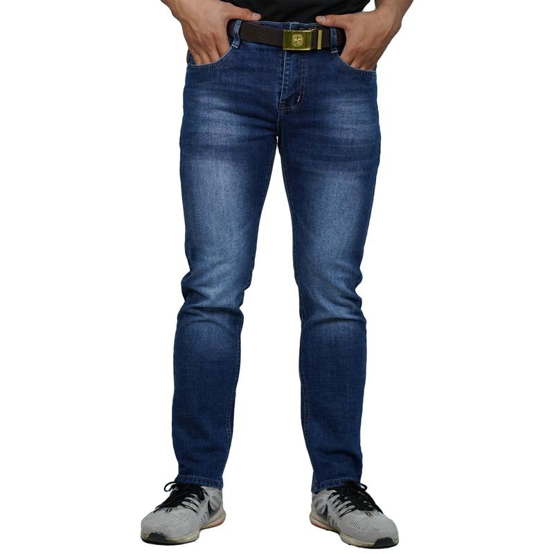 R-17 Quần Jean Nam Dài Fom Slim CC Co Giãn Xanh Đậm Trơn