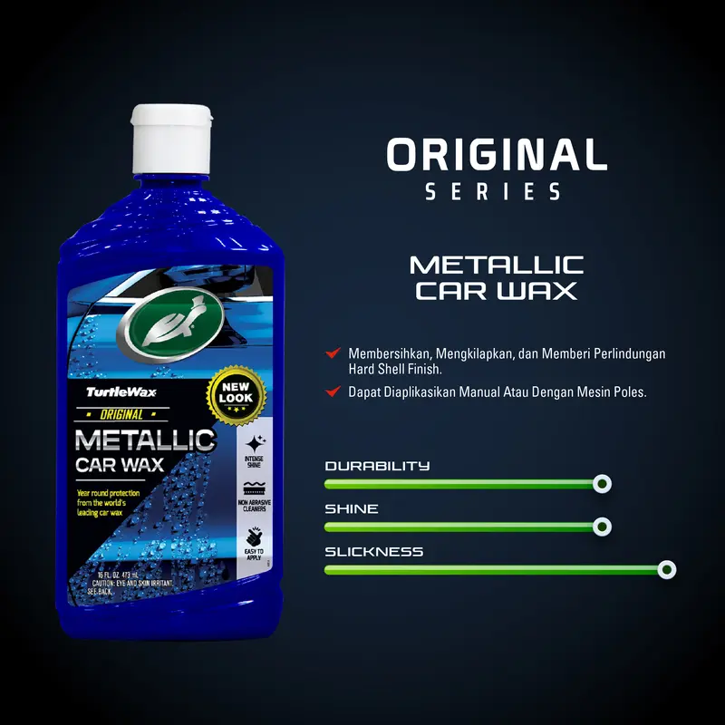 Turtle Wax Metalik Car Wax Liquid 296 mL Pengkilap Kendaraan Anti Jamur Efek Daun Talas Mobil Motor Helm 1