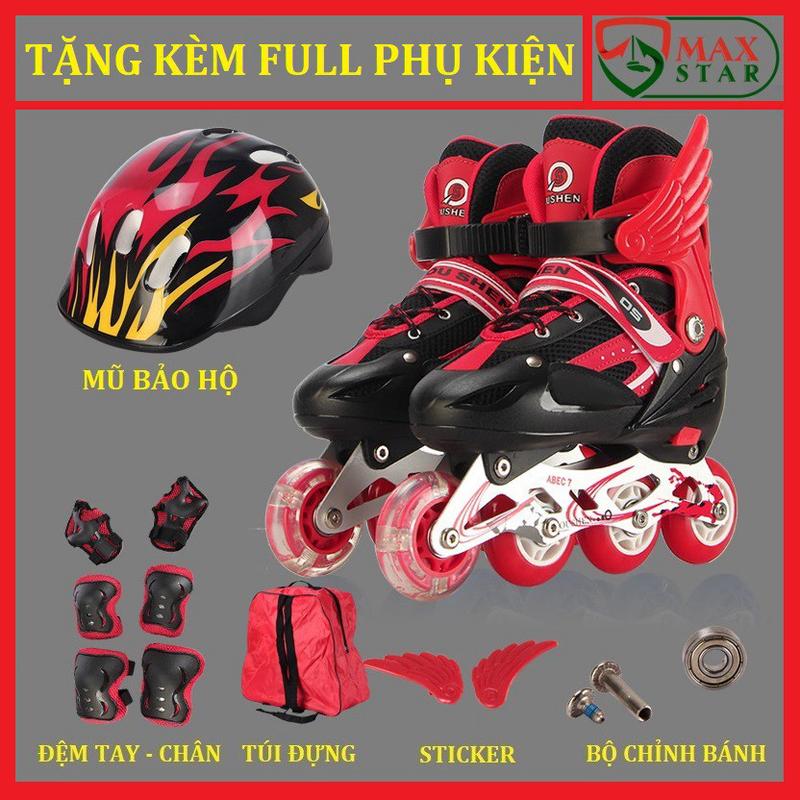 Giày trượt PATIN trẻ em 4 bánh CAO CẤP tặng kèm bảo Mũ Bảo Hộ và bảo hộ chân tay Giày PATIN Sneaker Sport